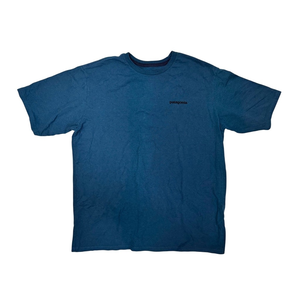 Patagonia Mens P-6 Logo Responsibili-Tee Wavy Blue T-Shirt Medium